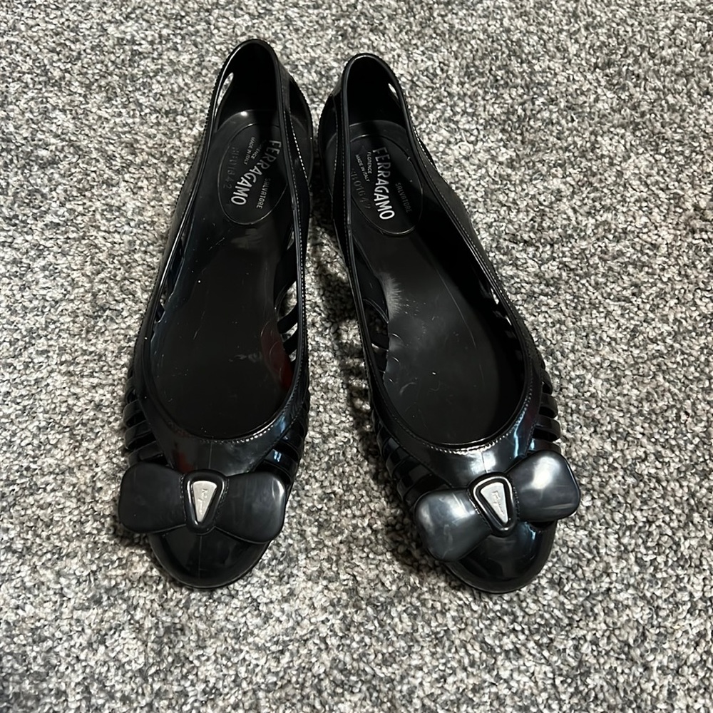 Salvatore Ferragamo black jelly sandals
